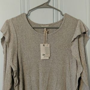 Lucky Brand Rib Ruffle Top